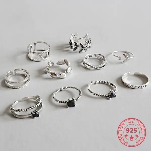 S925 Sterling Silver Adjustable Ring: Fashionable Retro Charm for Men and Women